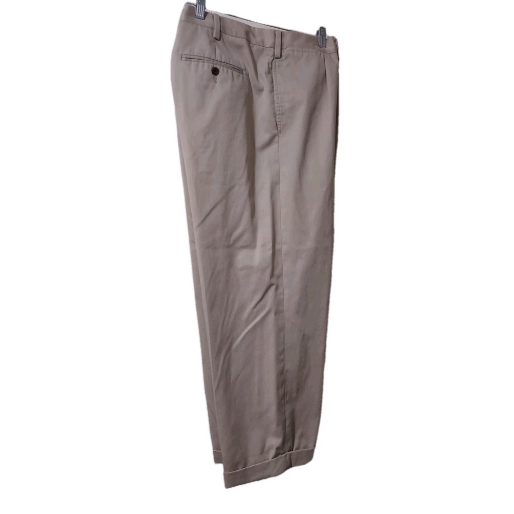Eddie Bauer Chino Pants Mens Size 42 Beige Cotton Mid Rise Pleated Front Cuffed